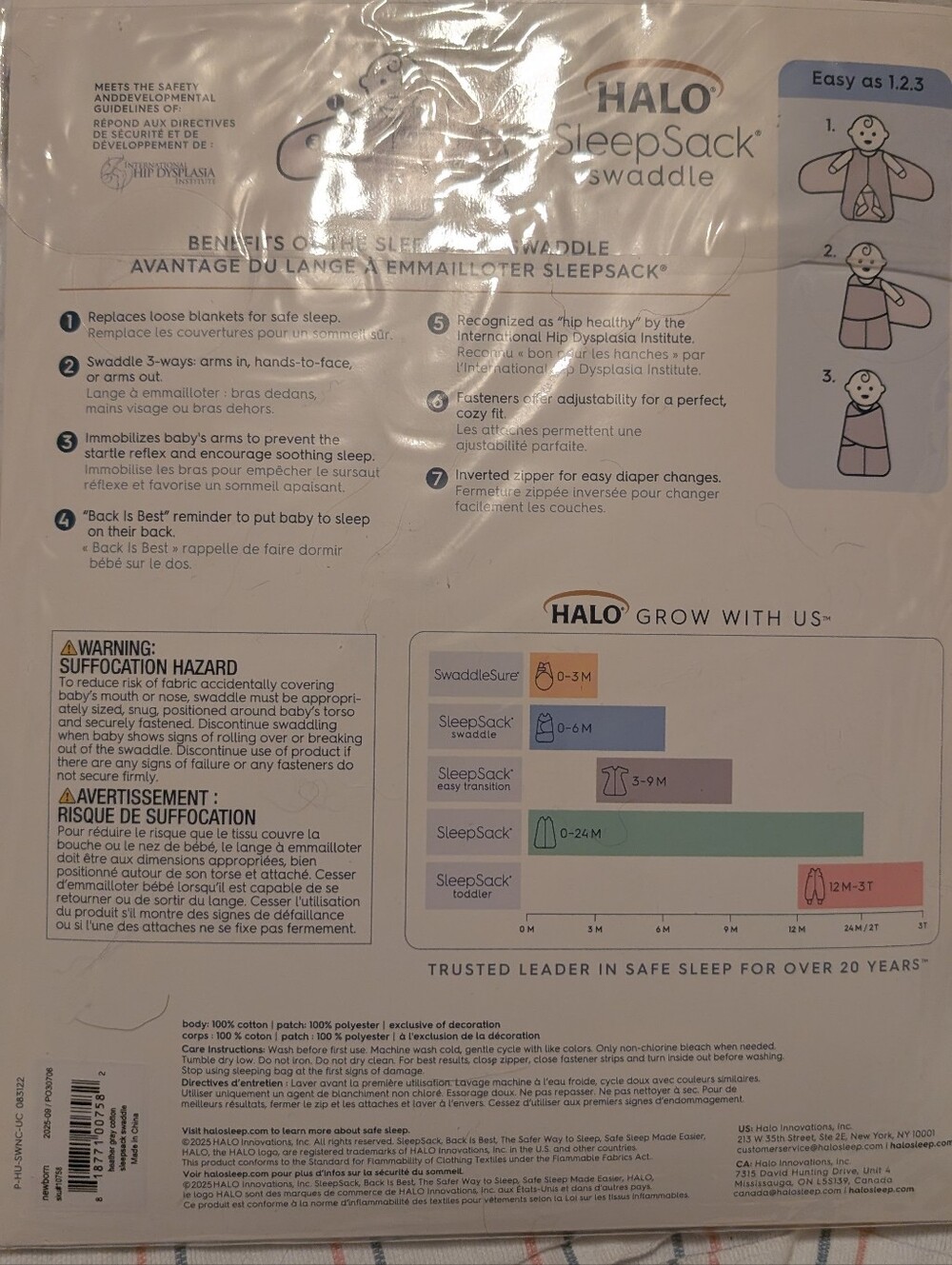 NWT NB Swaddle Set- 1 Halo sleepsack, 1 Love To Dream, Grey - Picture 5 of 5